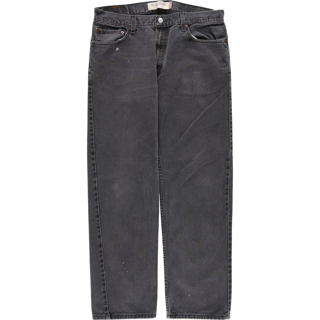 Levi's 505 REGULAR FIT black denim tapered denim pants for men, size w35 cotton black type Vintage Second Hand