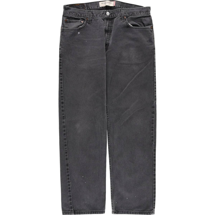 Levi's 505 REGULAR FIT black denim tapered denim pants for men, size w35 cotton black type Vintage Second Hand