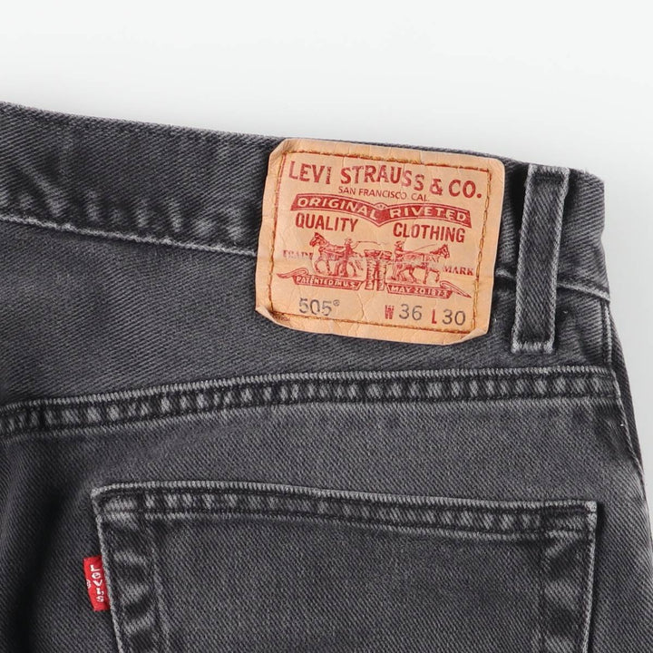 Levi's 505 REGULAR FIT black denim tapered denim pants for men, size w35 cotton black type Vintage Second Hand