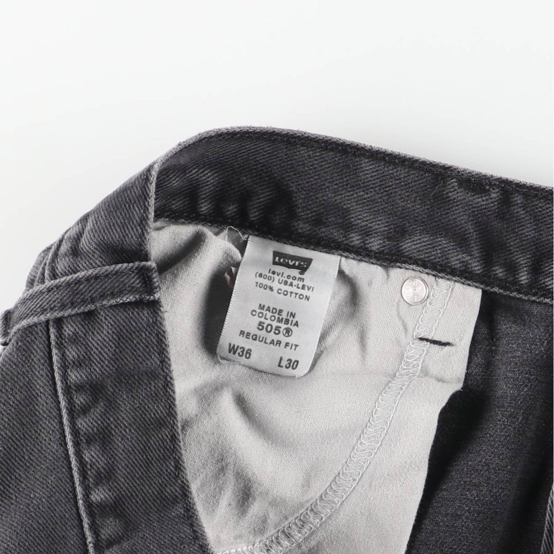 Levi's 505 REGULAR FIT black denim tapered denim pants for men, size w35 cotton black type Vintage Second Hand