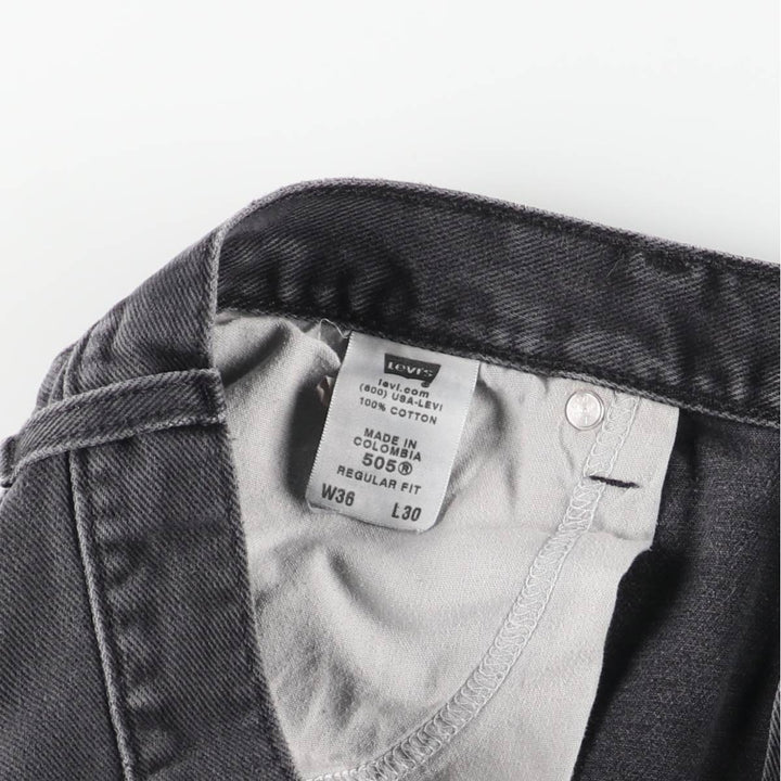 Levi's 505 REGULAR FIT black denim tapered denim pants for men, size w35 cotton black type Vintage Second Hand