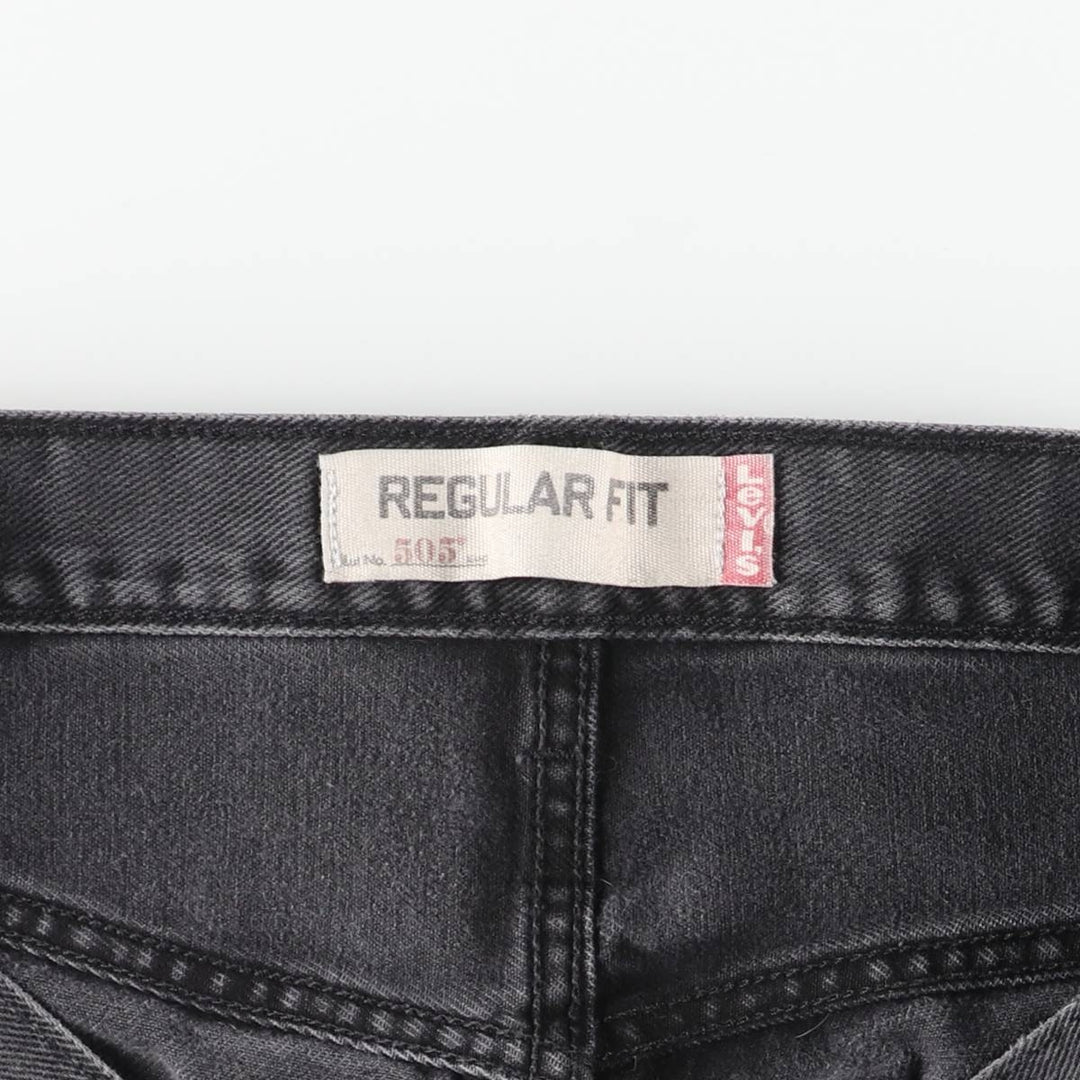 Levi's 505 REGULAR FIT black denim tapered denim pants for men, size w35 cotton black type Vintage Second Hand