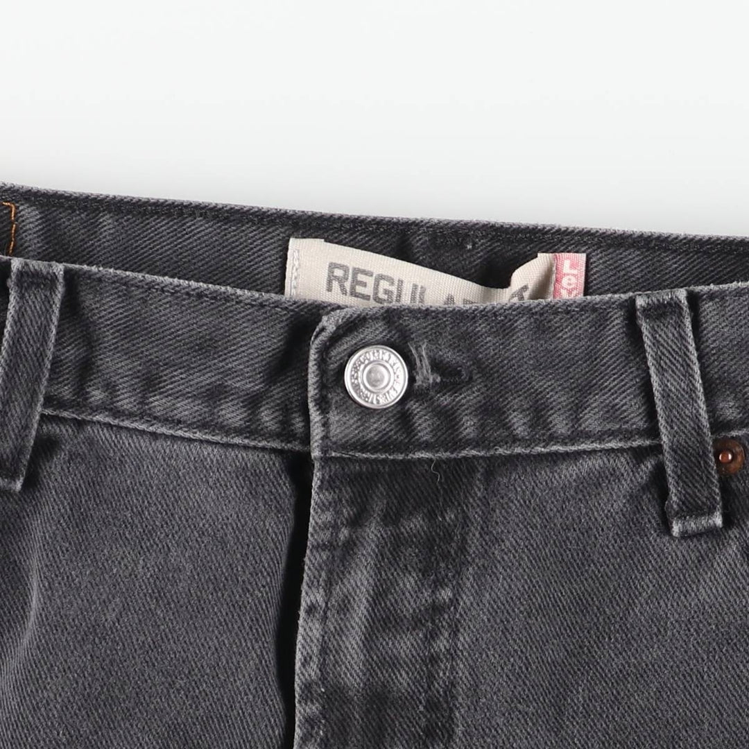 Levi's 505 REGULAR FIT black denim tapered denim pants for men, size w35 cotton black type Vintage Second Hand
