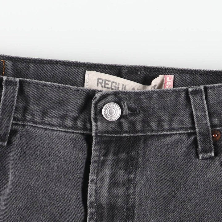 Levi's 505 REGULAR FIT black denim tapered denim pants for men, size w35 cotton black type Vintage Second Hand