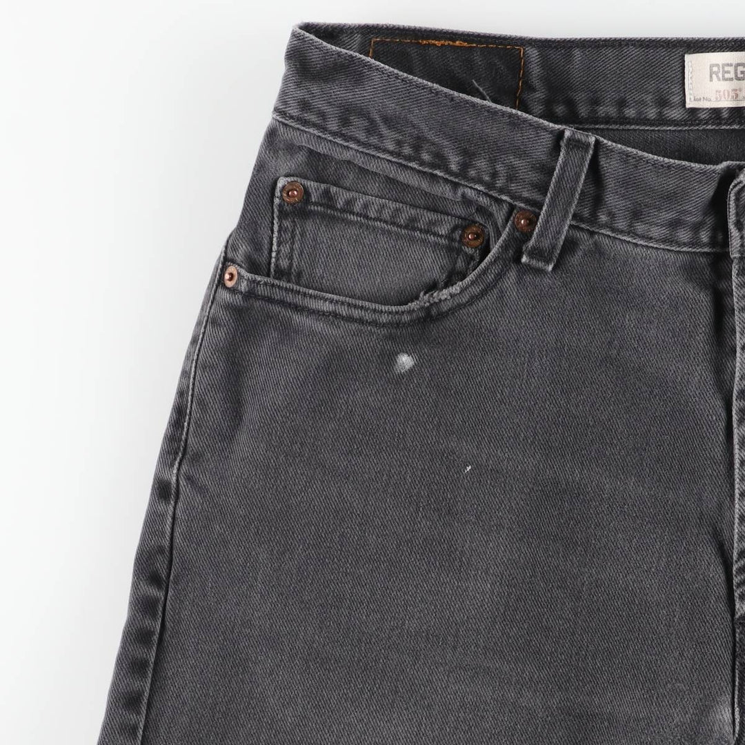 Levi's 505 REGULAR FIT black denim tapered denim pants for men, size w35 cotton black type Vintage Second Hand