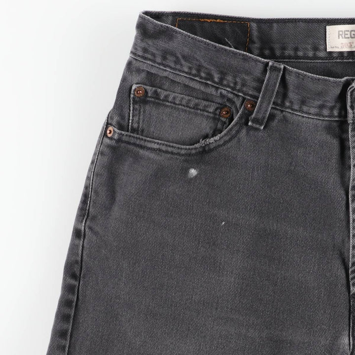 Levi's 505 REGULAR FIT black denim tapered denim pants for men, size w35 cotton black type Vintage Second Hand