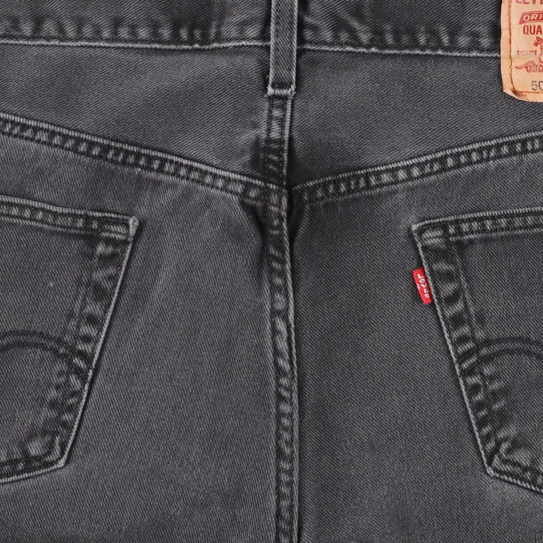 Levi's 505 REGULAR FIT black denim tapered denim pants for men, size w35 cotton black type Vintage Second Hand