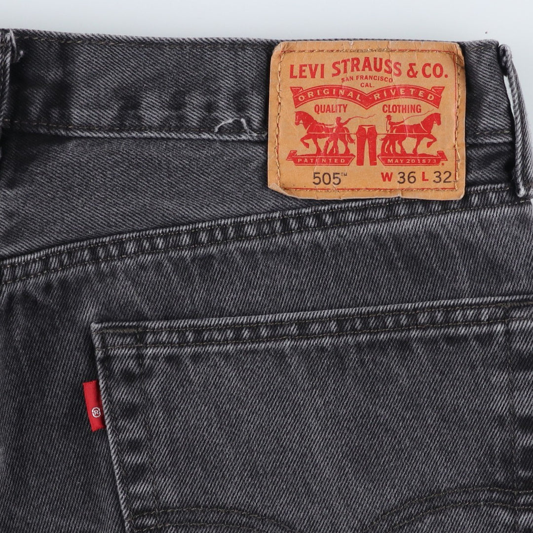 Levi's 505 Black Denim Tapered Denim Pants for Men, W35 equivalent cotton black type Vintage Second Hand