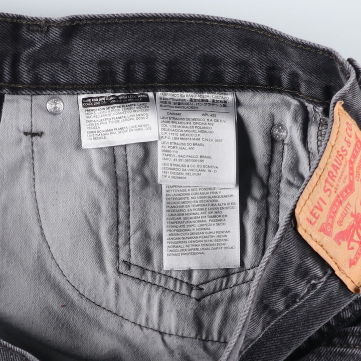 Levi's 505 Black Denim Tapered Denim Pants for Men, W35 equivalent cotton black type Vintage Second Hand