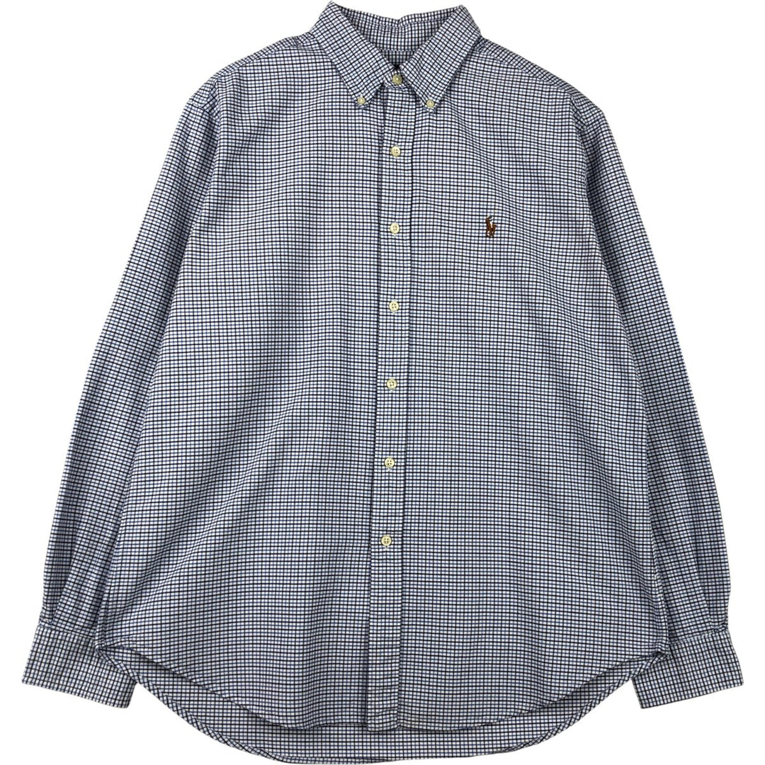 Ralph Lauren Classic Fit Long Sleeve Button Down Check Shirt, Men's Size L cotton white type Vintage Second Hand