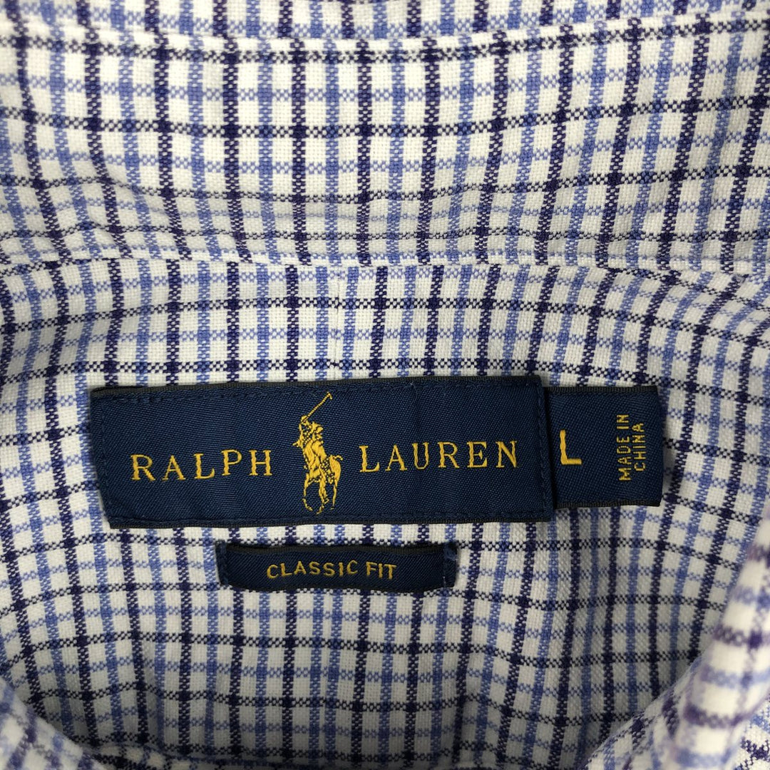 Ralph Lauren Classic Fit Long Sleeve Button Down Check Shirt, Men's Size L cotton white type Vintage Second Hand