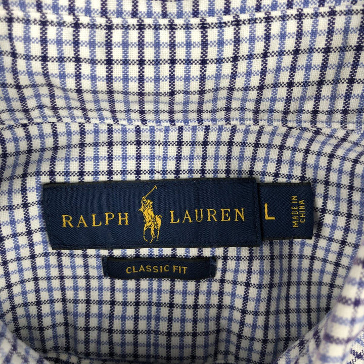 Ralph Lauren Classic Fit Long Sleeve Button Down Check Shirt, Men's Size L cotton white type Vintage Second Hand