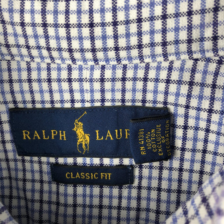 Ralph Lauren Classic Fit Long Sleeve Button Down Check Shirt, Men's Size L cotton white type Vintage Second Hand