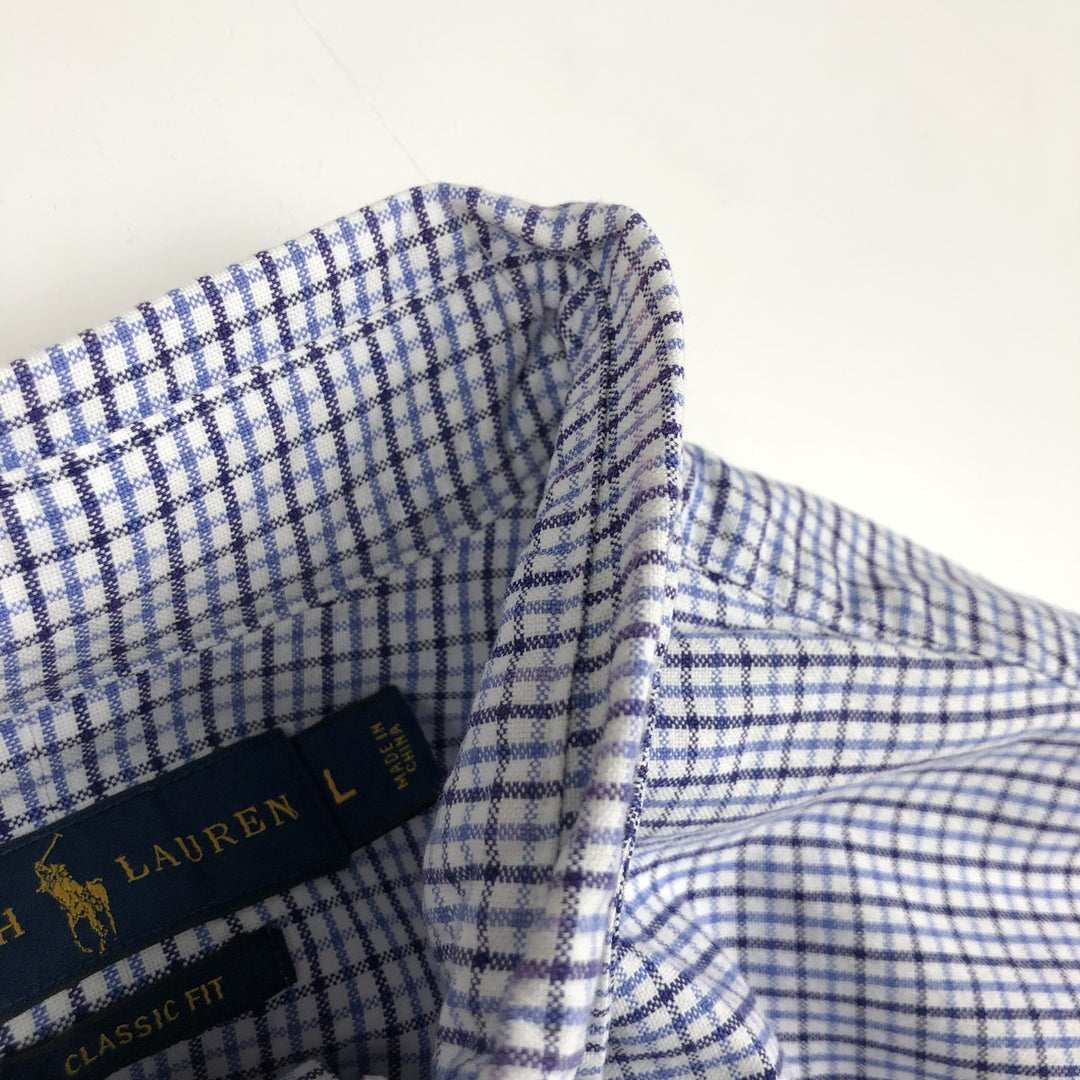 Ralph Lauren Classic Fit Long Sleeve Button Down Check Shirt, Men's Size L cotton white type Vintage Second Hand