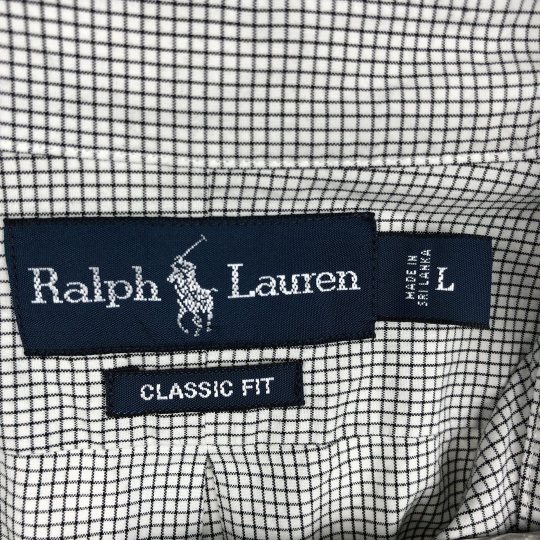 Ralph Lauren Classic Fit Long Sleeve Button Down Check Shirt, Men's Size L cotton white type Vintage Second Hand