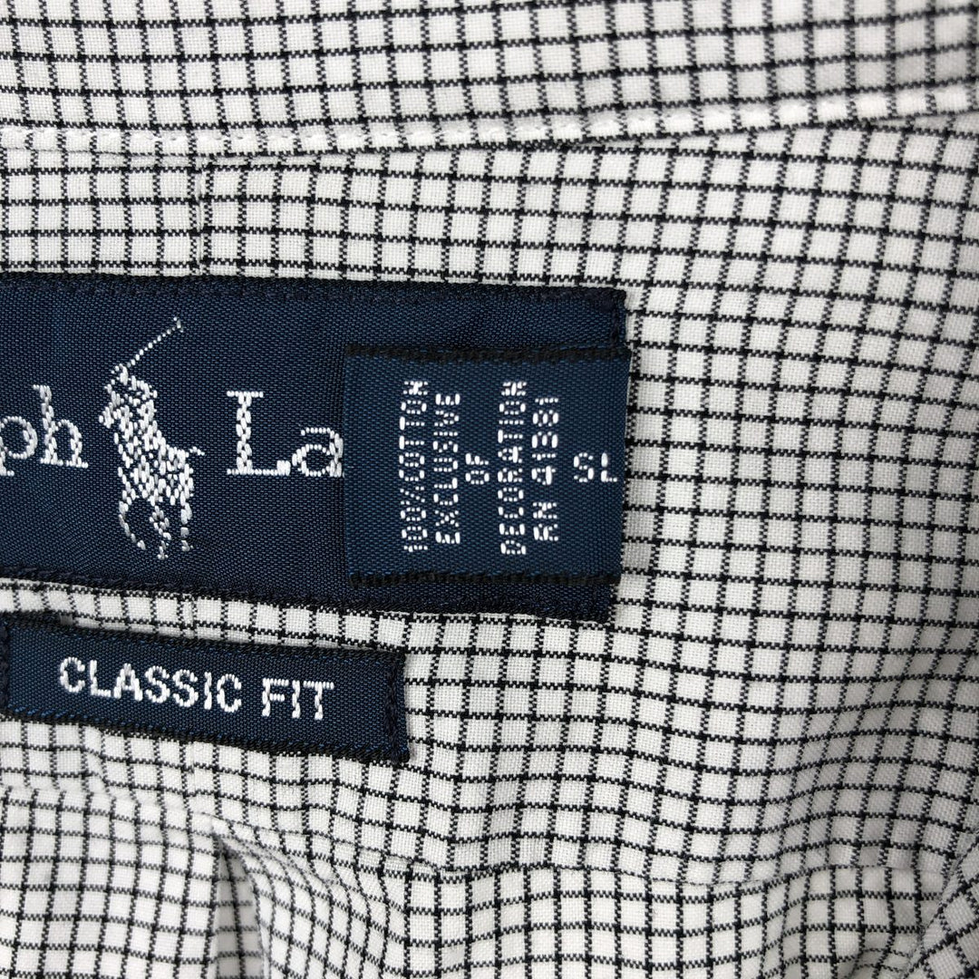 Ralph Lauren Classic Fit Long Sleeve Button Down Check Shirt, Men's Size L cotton white type Vintage Second Hand