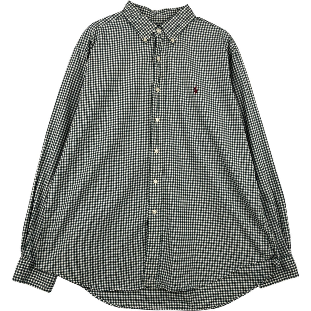 Ralph Lauren Classic Fit Gingham Check Long Sleeve Button-Down Check Shirt, Men's Size XL cotton ivory Vintage Second Hand