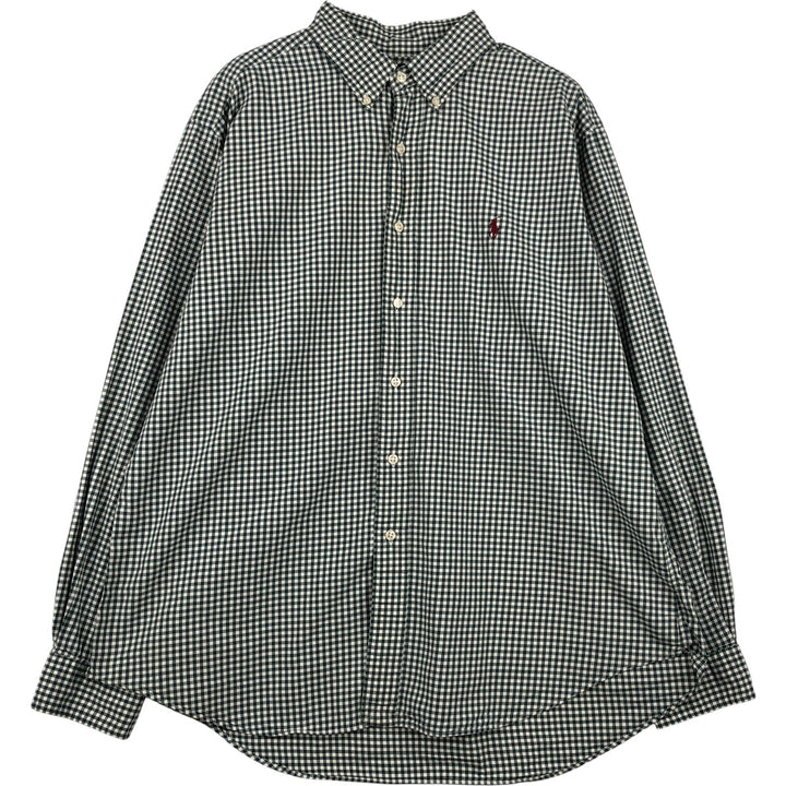 Ralph Lauren Classic Fit Gingham Check Long Sleeve Button-Down Check Shirt, Men's Size XL cotton ivory Vintage Second Hand
