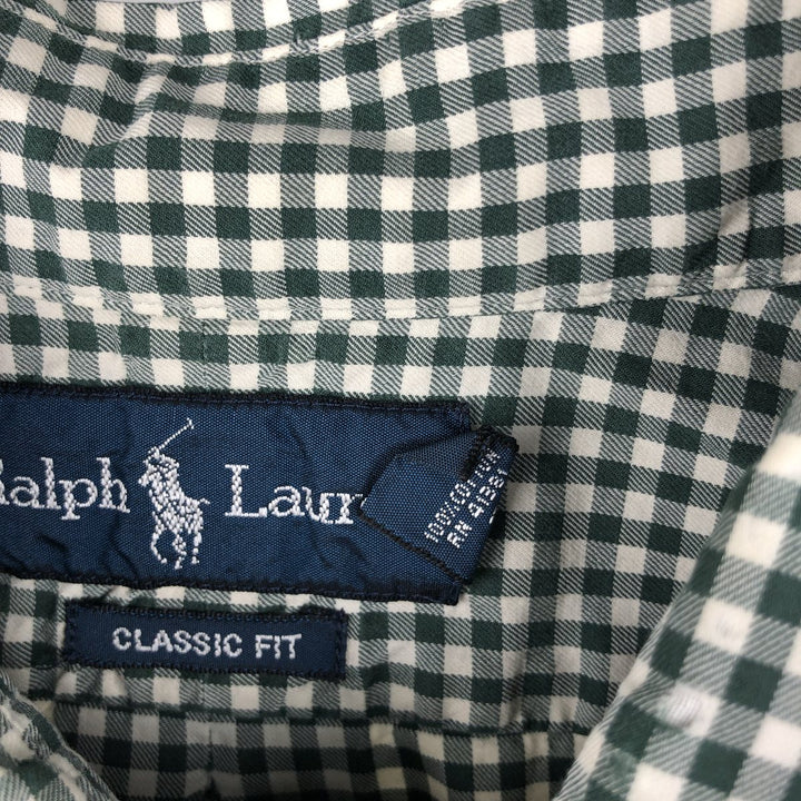 Ralph Lauren Classic Fit Gingham Check Long Sleeve Button-Down Check Shirt, Men's Size XL cotton ivory Vintage Second Hand