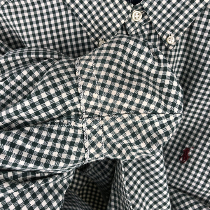 Ralph Lauren Classic Fit Gingham Check Long Sleeve Button-Down Check Shirt, Men's Size XL cotton ivory Vintage Second Hand