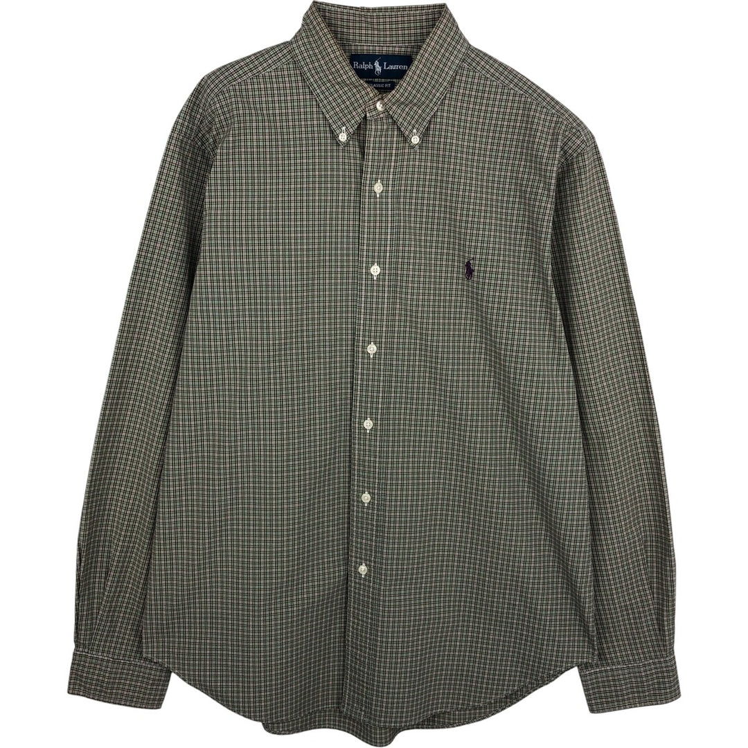 Ralph Lauren Classic Fit Long Sleeve Button Down Check Shirt, Men's Size L cotton Khaki type Vintage Second Hand