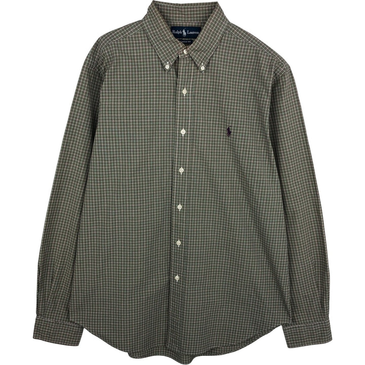 Ralph Lauren Classic Fit Long Sleeve Button Down Check Shirt, Men's Size L cotton Khaki type Vintage Second Hand