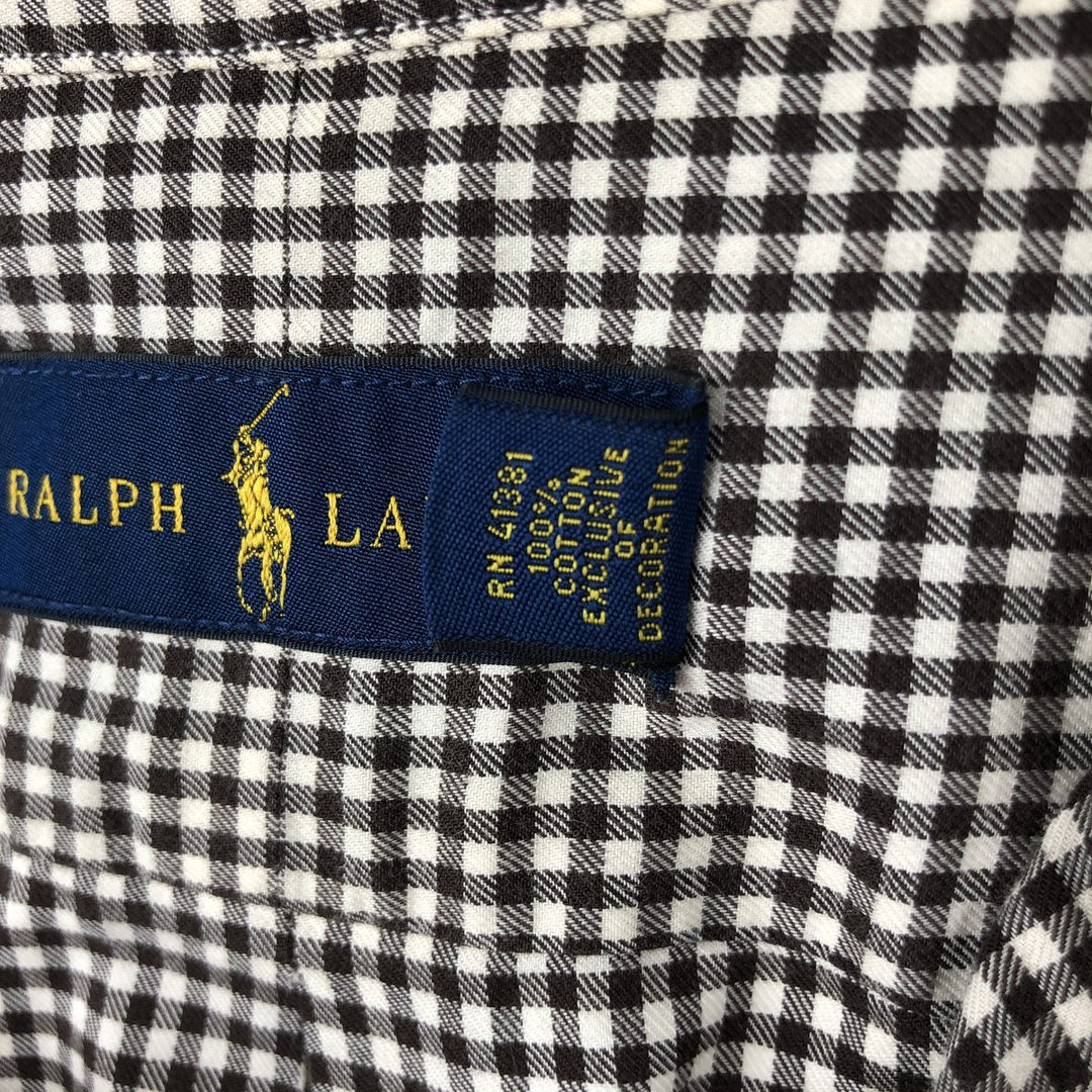 Ralph Lauren Gingham Check Long Sleeve Button-Down Check Shirt, Men's Size L cotton brown type Vintage Second Hand
