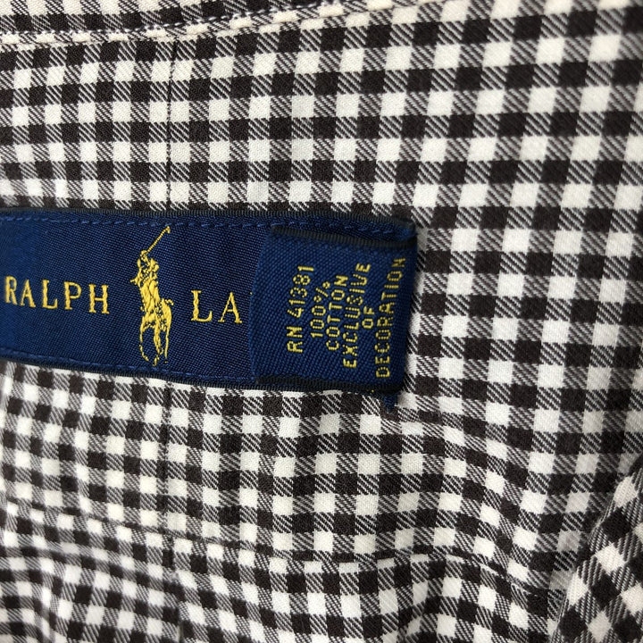 Ralph Lauren Gingham Check Long Sleeve Button-Down Check Shirt, Men's Size L cotton brown type Vintage Second Hand