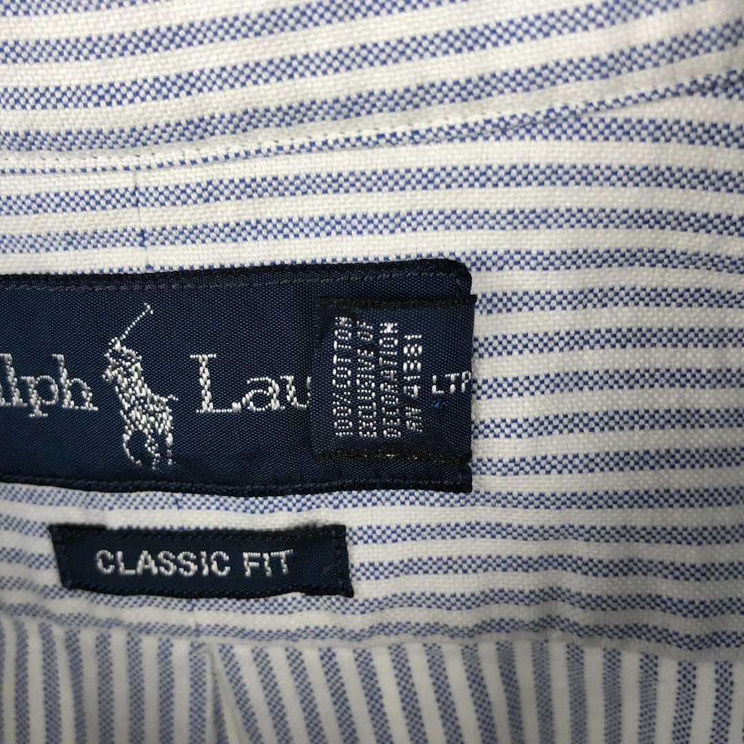 Ralph Lauren Classic Fit Long Sleeve Button Down Striped Shirt, Men's Size L cotton white type Vintage Second Hand