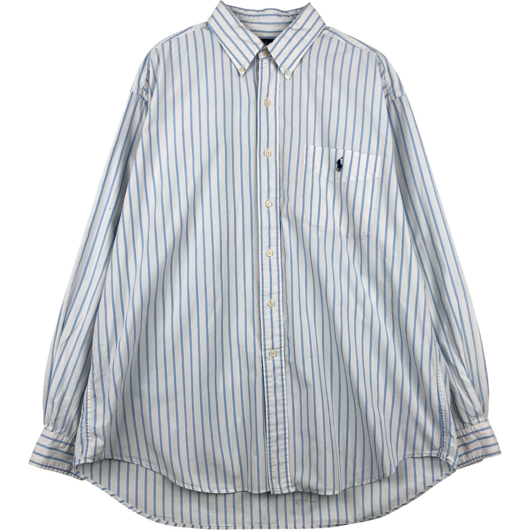 Ralph Lauren BLAIRE long sleeve button down striped shirt, men's XL size cotton white type Vintage Second Hand