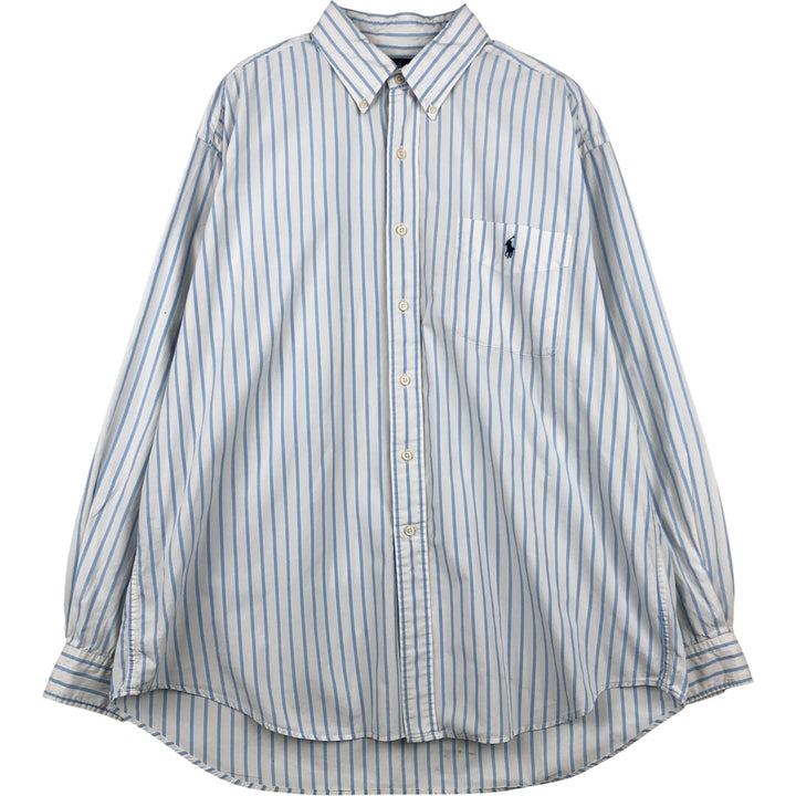 Ralph Lauren BLAIRE long sleeve button down striped shirt, men's XL size cotton white type Vintage Second Hand