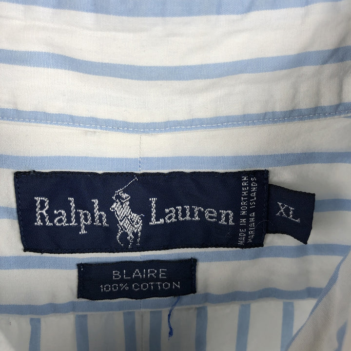 Ralph Lauren BLAIRE long sleeve button down striped shirt, men's XL size cotton white type Vintage Second Hand