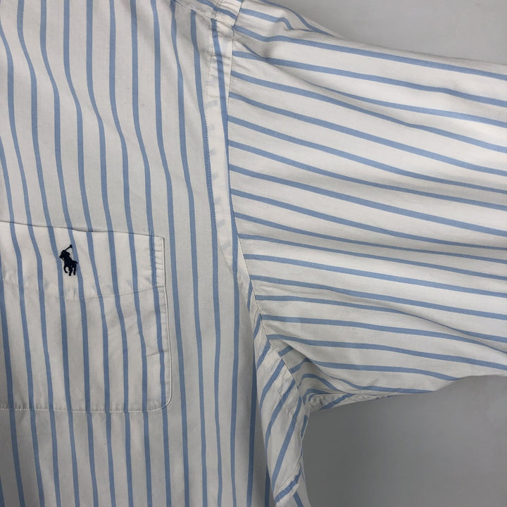 Ralph Lauren BLAIRE long sleeve button down striped shirt, men's XL size cotton white type Vintage Second Hand