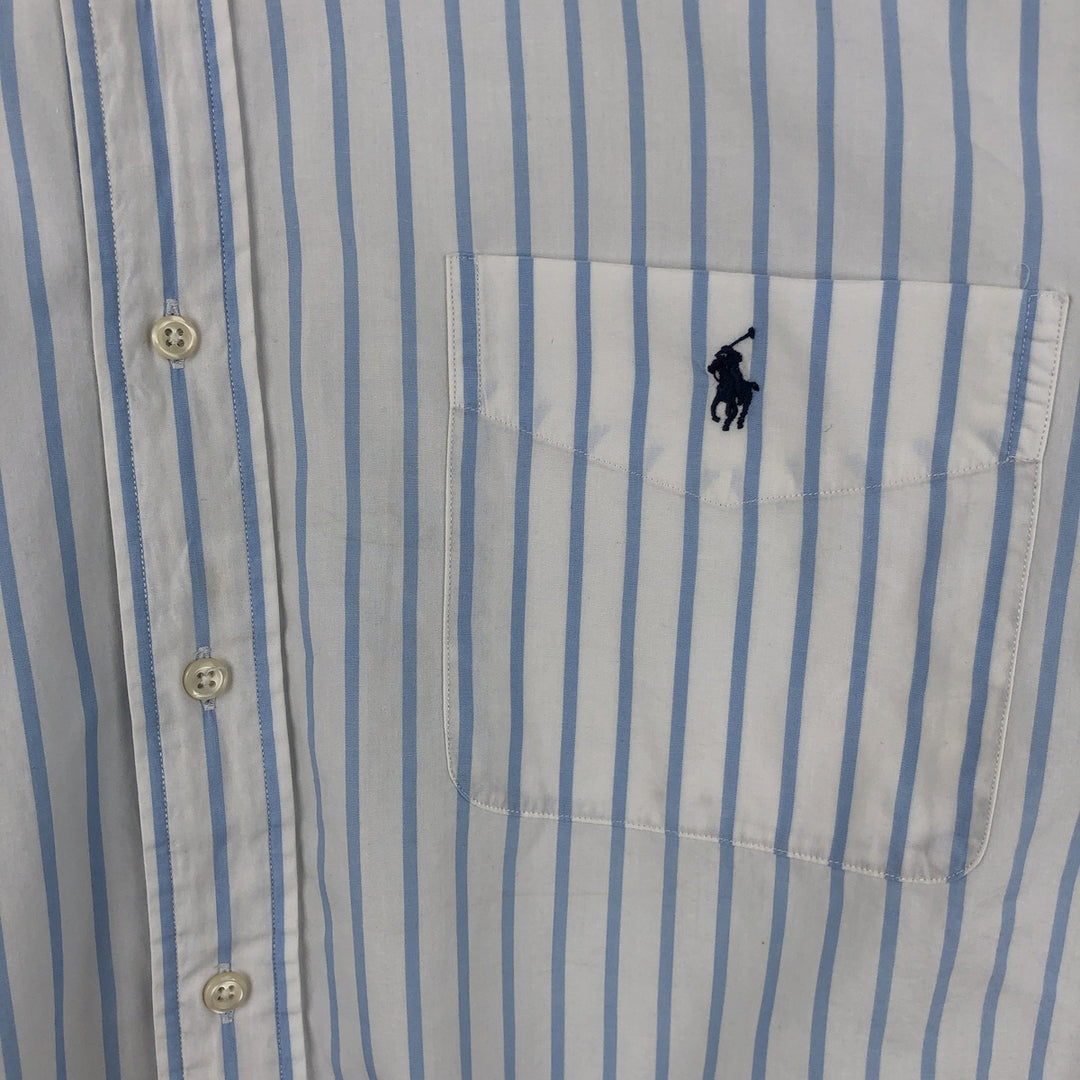 Ralph Lauren BLAIRE long sleeve button down striped shirt, men's XL size cotton white type Vintage Second Hand