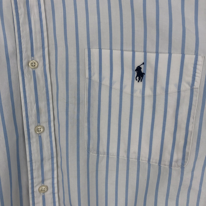 Ralph Lauren BLAIRE long sleeve button down striped shirt, men's XL size cotton white type Vintage Second Hand