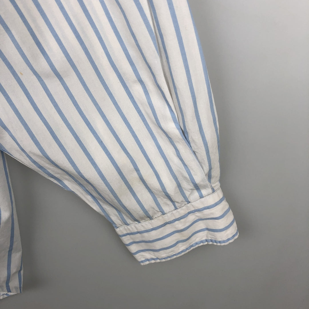 Ralph Lauren BLAIRE long sleeve button down striped shirt, men's XL size cotton white type Vintage Second Hand