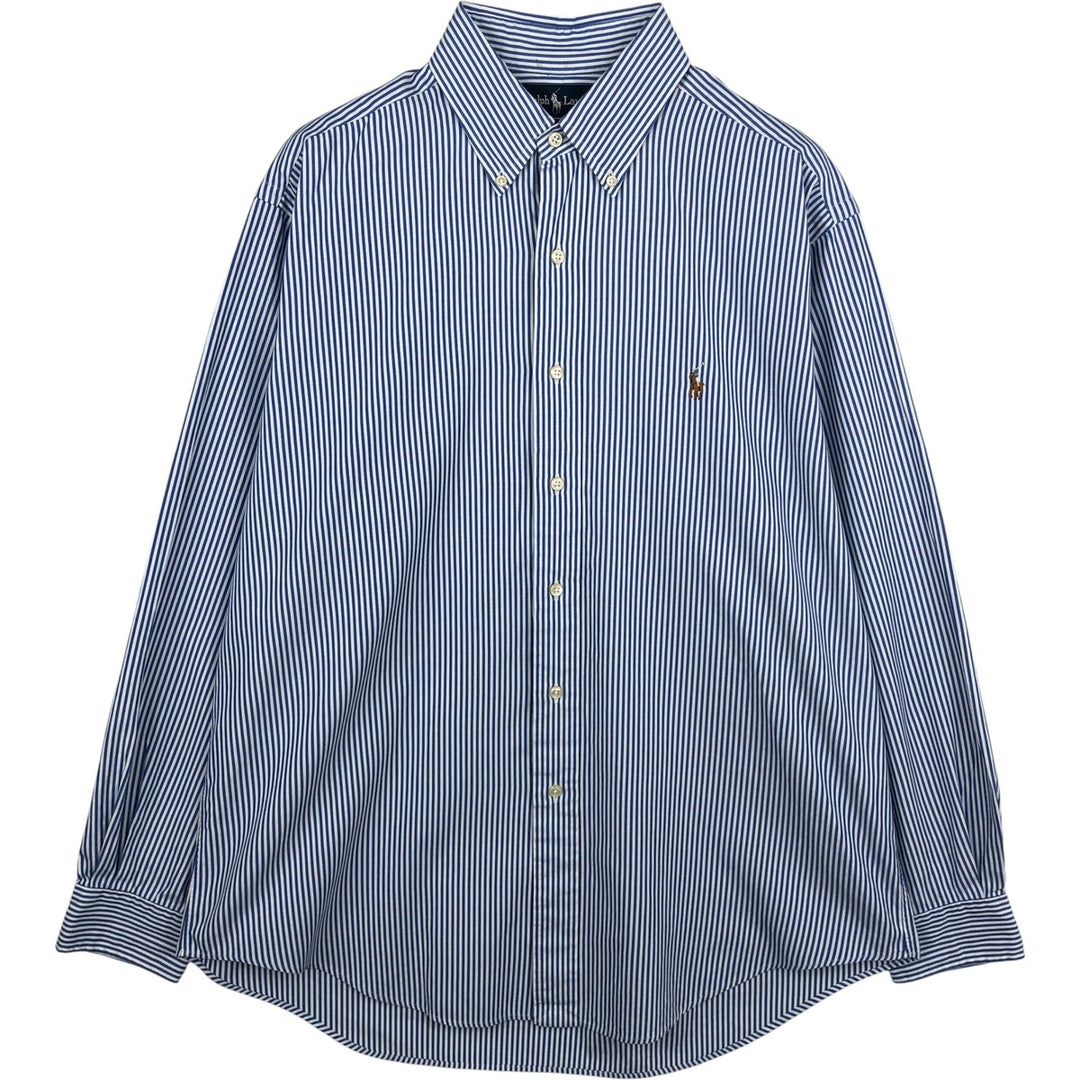 Ralph Lauren YARMOUTH Long Sleeve Button-Down Striped Shirt, Men's Size L cotton blue type Vintage Second Hand