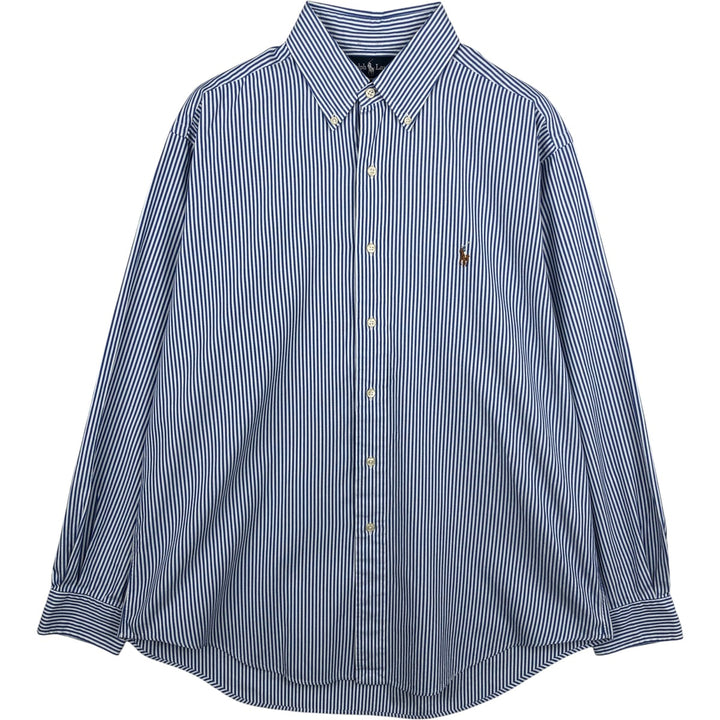 Ralph Lauren YARMOUTH Long Sleeve Button-Down Striped Shirt, Men's Size L cotton blue type Vintage Second Hand