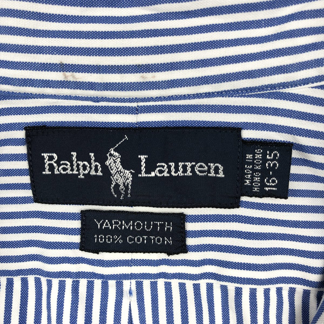 Ralph Lauren YARMOUTH Long Sleeve Button-Down Striped Shirt, Men's Size L cotton blue type Vintage Second Hand