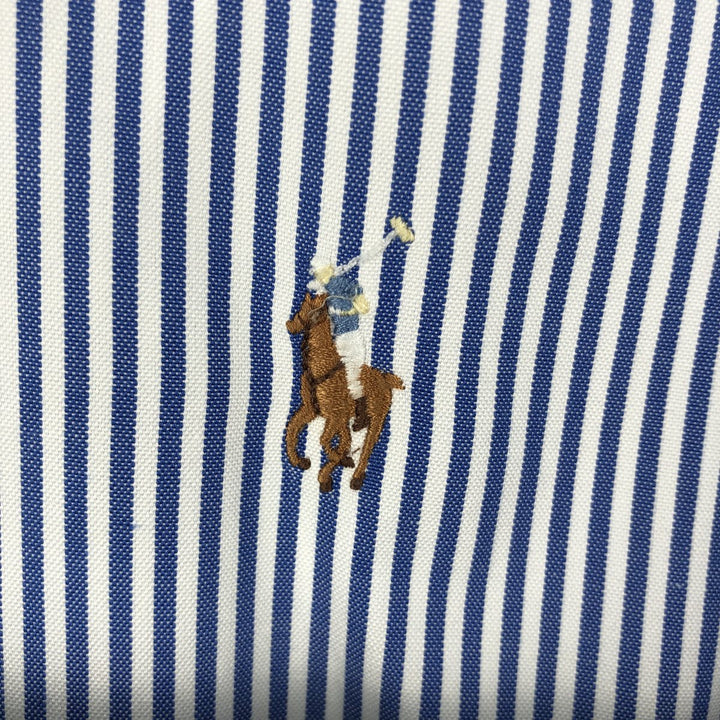 Ralph Lauren YARMOUTH Long Sleeve Button-Down Striped Shirt, Men's Size L cotton blue type Vintage Second Hand