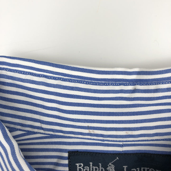 Ralph Lauren YARMOUTH Long Sleeve Button-Down Striped Shirt, Men's Size L cotton blue type Vintage Second Hand