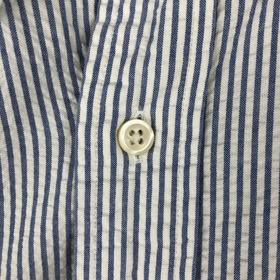 Ralph Lauren CREEK Seersucker Long Sleeve Button-Down Striped Shirt, Men's Size L cotton white type Vintage Second Hand