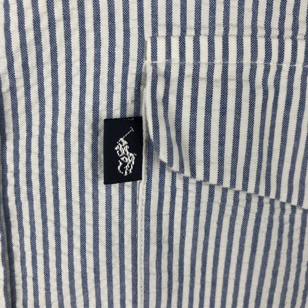 Ralph Lauren CREEK Seersucker Long Sleeve Button-Down Striped Shirt, Men's Size L cotton white type Vintage Second Hand