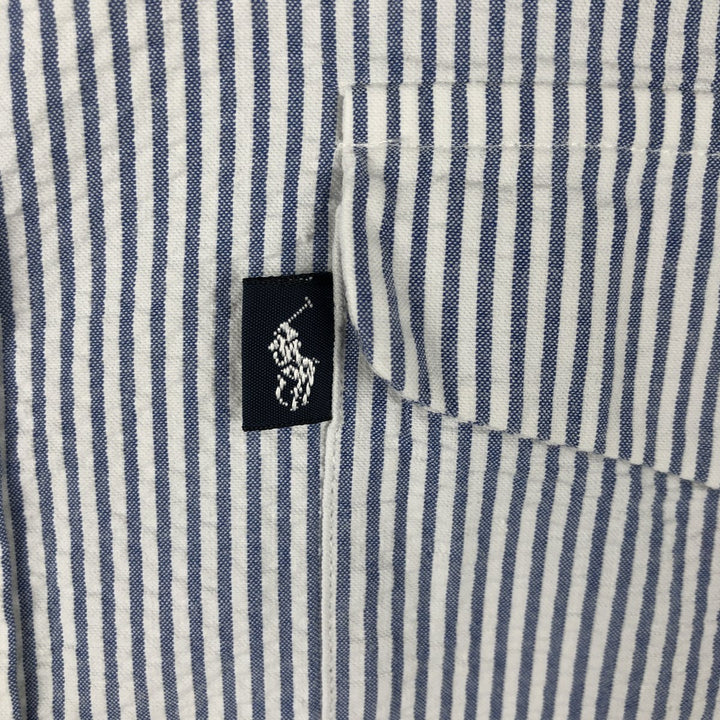 Ralph Lauren CREEK Seersucker Long Sleeve Button-Down Striped Shirt, Men's Size L cotton white type Vintage Second Hand