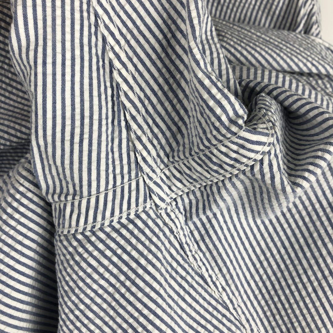 Ralph Lauren CREEK Seersucker Long Sleeve Button-Down Striped Shirt, Men's Size L cotton white type Vintage Second Hand