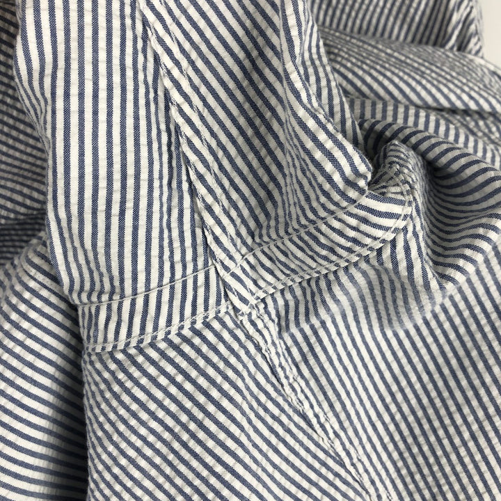 Ralph Lauren CREEK Seersucker Long Sleeve Button-Down Striped Shirt, Men's Size L cotton white type Vintage Second Hand