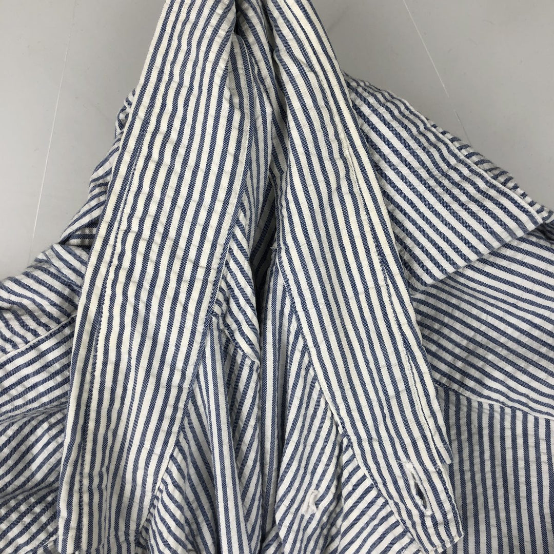 Ralph Lauren CREEK Seersucker Long Sleeve Button-Down Striped Shirt, Men's Size L cotton white type Vintage Second Hand