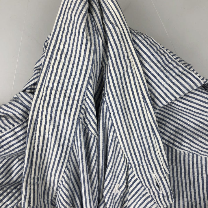 Ralph Lauren CREEK Seersucker Long Sleeve Button-Down Striped Shirt, Men's Size L cotton white type Vintage Second Hand