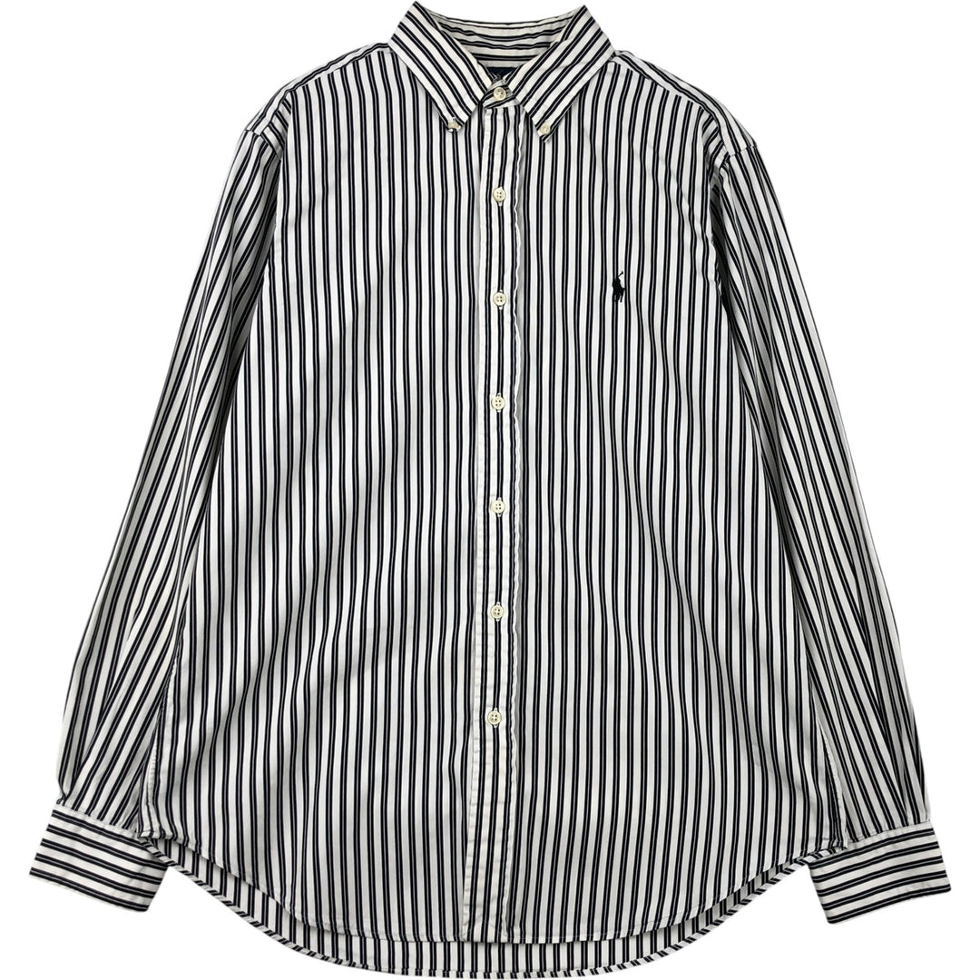 Ralph Lauren Classic Fit Long Sleeve Button Down Striped Shirt, Men's M cotton white type Vintage Second Hand