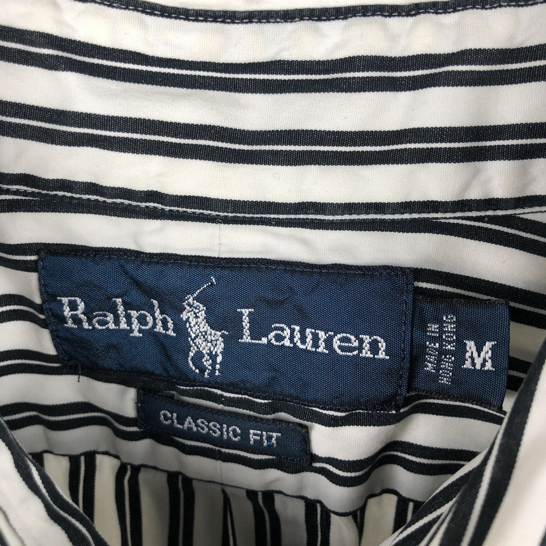 Ralph Lauren Classic Fit Long Sleeve Button Down Striped Shirt, Men's M cotton white type Vintage Second Hand